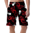 White Skull And Flying Red Dragon On Dark Can Be Custom Photo 3D Men's Shorts