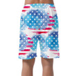 Watercolor Red And Blue Brush American Flag Pattern Can Be Custom Photo 3D Men's Shorts