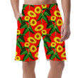 Vivid Sunflower Field On Red Background Ilustration Can Be Custom Photo 3D Men's Shorts