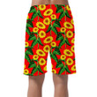 Vivid Sunflower Field On Red Background Ilustration Can Be Custom Photo 3D Men's Shorts