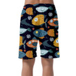 Underwater Cartoon Funny Fishes In The Dark Blue Sea Design Can Be Custom Photo 3D Men's Shorts