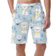 White Kittens Cat And Flowers On Colored Background Can Be Custom Photo 3D Men's Shorts