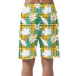 White Maples Oak Ash Leaves Silhouette On Checkered Tartan Plaid Can Be Custom Photo 3D Men's Shorts