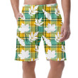 White Maples Oak Ash Leaves Silhouette On Checkered Tartan Plaid Can Be Custom Photo 3D Men's Shorts