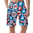 USA Elections Glossy Buttons Icon Pattern On Blue Background Can Be Custom Photo 3D Men's Shorts