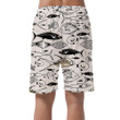 Vintage Style Collection Of Sea Fishes Hand Drawn Pattern Can Be Custom Photo 3D Men's Shorts