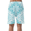 White And Turquoise Motif With Mandala Ornament Can Be Custom Photo 3D Men's Shorts