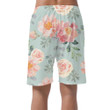 Watercolor Pale Pink Rose Peonies Light Green Theme Design Can Be Custom Photo 3D Men's Shorts