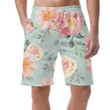 Watercolor Pale Pink Rose Peonies Light Green Theme Design Can Be Custom Photo 3D Men's Shorts