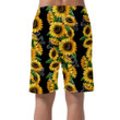 Vertical Striped Of Sunflowers On Black Background Can Be Custom Photo 3D Men's Shorts