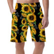 Vertical Striped Of Sunflowers On Black Background Can Be Custom Photo 3D Men's Shorts