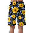 Vintage Hand Drawn Sunflowers On Navy Background Can Be Custom Photo 3D Men's Shorts