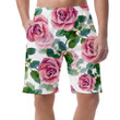 Watercolor Painting Pink Roses And Green Leaves Pattern Can Be Custom Photo 3D Men's Shorts