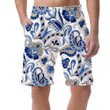 Traditional Indian Blue Paisley Pattern On White Background Can Be Custom Photo 3D Men's Shorts