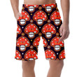 Trippy Cute Orange Amanita Mushroom And Flowers Cartoon Pattern Can Be Custom Photo 3D Men's Shorts