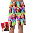 Watercolor Cute Rainbow Ikat Chevron Zigzag Pattern Can Be Custom Photo 3D Men's Shorts