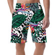 Tropical Floral With Exotic Flowers On Leopard Can Be Custom Photo 3D Men's Shorts