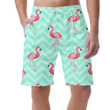 Cute Retro Zigzag Background With Pink Flamingo Can Be Custom Photo 3D Men's Shorts