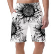 Black Sketch Art Of Sunflowers Blooming Pattern Can Be Custom Photo 3D Men's Shorts