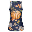 October Harvest Illustration Of Pumpkins Flowers And Maple Leafs Print 3D Women's Tank Top
