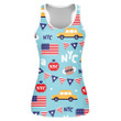 New York City Lovers Independence Day Blue Background Print 3D Women's Tank Top