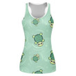 Naughty Baby Turtle On Green Background Print 3D Women's Tank Top