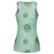 Naughty Baby Turtle On Green Background Print 3D Women's Tank Top