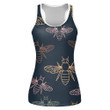 Natural Summer Multicolored Bees On A Dark Background Print 3D Women's Tank Top