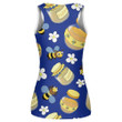 Natural Summer Bright Cute Bees And Honeycomb On Deep Blue Print 3D Women's Tank Top