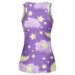 Moons And Stars With Clouds On Violet Background Print 3D Women's Tank Top