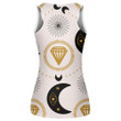 Moon And Diamonds In A Geometric Background Print 3D Women's Tank Top