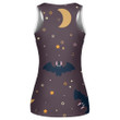 Moon And Black Bat In Starry Night Sky Print 3D Women's Tank Top