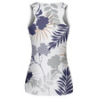 Monotone Blue Gray Silhouette Tropical Foliage Pattern Print 3D Women's Tank Top