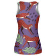 Modern Cartoon Leopard Elements On Purple Background Print 3D Women's Tank Top