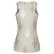 Minimalist Style With Cactuses Plants On Gray Background Print 3D Women's Tank Top