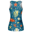 Marine Cute Cartoon Fishes Coral Reef And Bubbles Pattern Print 3D Women's Tank Top