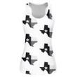 Map And Flag Of Texas States Black And White Silhouette Print 3D Women's Tank Top