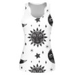 Mandala Sun Moon Crescents Stars In Black And White Pattern Print 3D Women's Tank Top