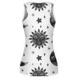 Mandala Sun Moon Crescents Stars In Black And White Pattern Print 3D Women's Tank Top