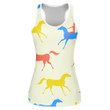 Man And Horse Movement Red Blue And Yellow Print 3D Women's Tank Top