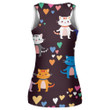 Loving Cats And Many Multi Colored Hearts Print 3D Women's Tank Top