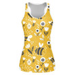 Lovely Little Bee On Yellow Background Print 3D Women's Tank Top