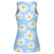 Lovely Daisy Flower Pattern On Light Blue Background Print 3D Women's Tank Top