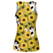 Lovely Animal Calico Cat In Sunflower Field Cartoon Pattern Print 3D Women's Tank Top