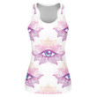 Lotus Flower Sacred Geometry Symbol With All Seeing Eye Psychedelic Design Print 3D Women's Tank Top