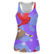 Little Funny Red Cardinal Bird And Falling Snowflakes Print 3D Women's Tank Top