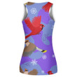 Little Funny Red Cardinal Bird And Falling Snowflakes Print 3D Women's Tank Top