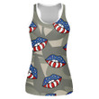 Lips Of The Flag Of America On Camouflage Military Background Print 3D Women's Tank Top
