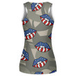 Lips Of The Flag Of America On Camouflage Military Background Print 3D Women's Tank Top
