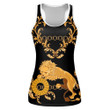 Lions And Chains On Baroque Black Background Print 3D Women's Tank Top